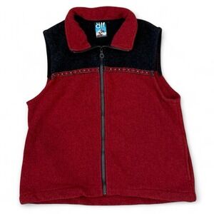 Vintage Alf Red Fleeces Full Zip Vest Adult Medium Aztec Striped Outdoors Hiking